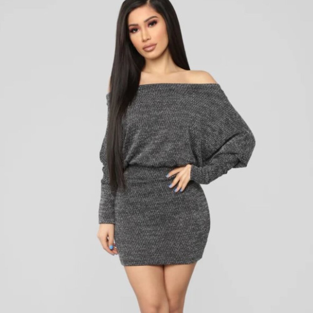 fashion nova Baby Don't Go Sweater Dress - Charcoal size M